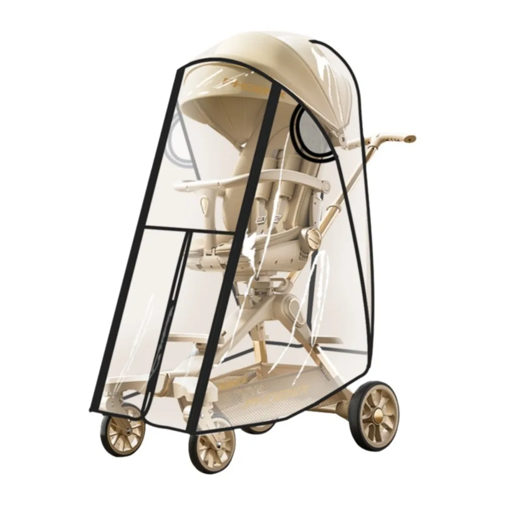 Housse imperméable transparente pour poussette bébé protège du vent et de la pluie voyages Noble noir