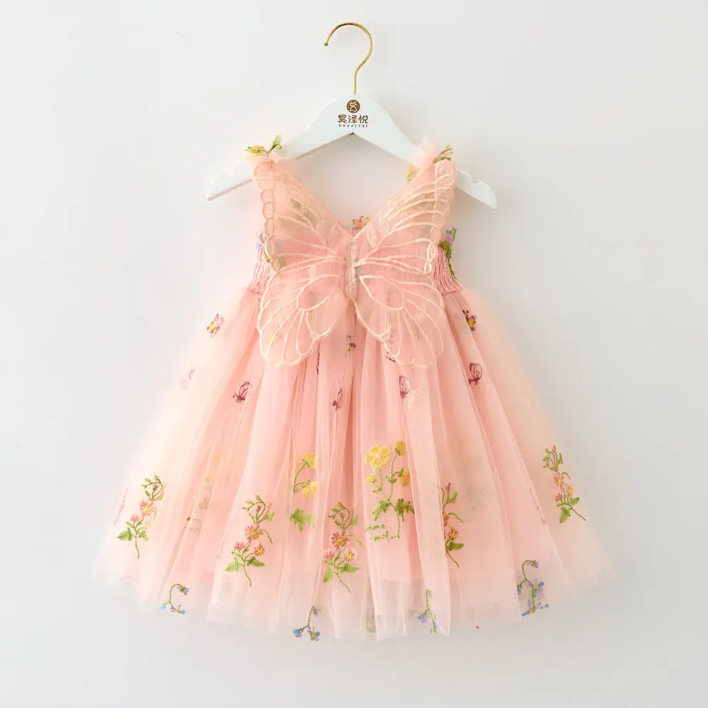 Robe de princesse fille en tulle scintillant avec ailes 3D robe de soirée évasée pour anniversaire fêtes vacan