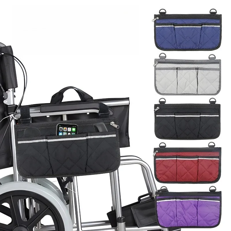 Organisateur fauteuil roulant portable poussette sac suspendu rangement multifonctionnel compartiments poches