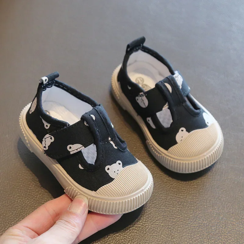 Chaussures enfants filles garçons baskets antidérapantes motifs ours semelle douce en tissu respirant été prin