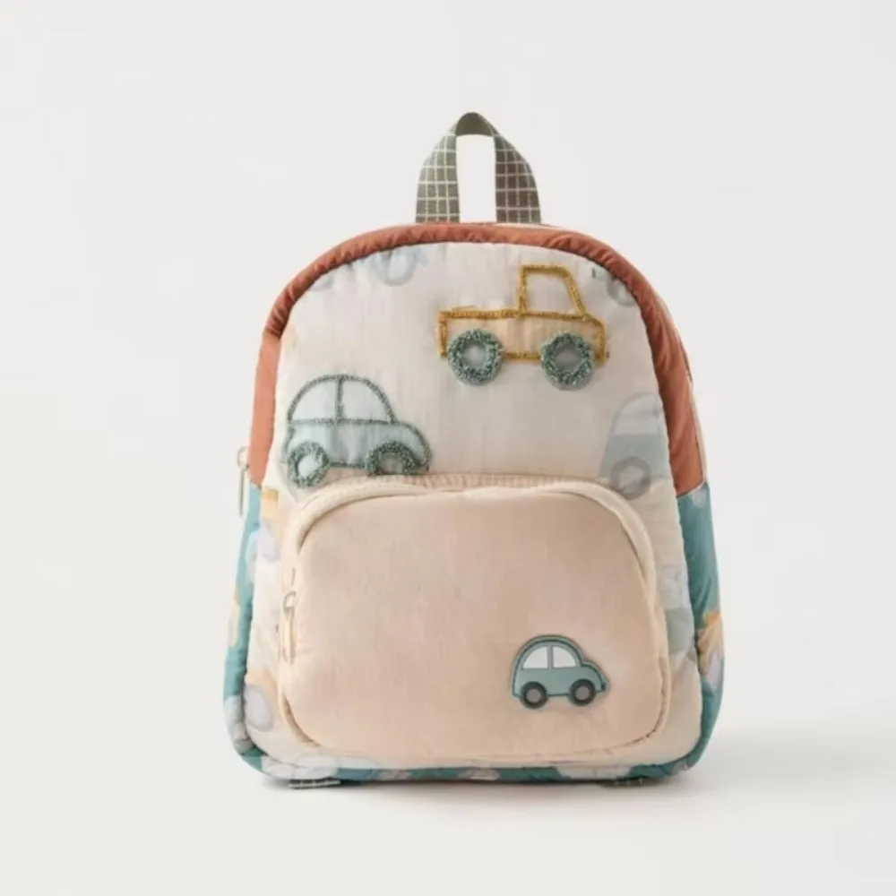 Sac à dos école voiture brodée enfant primaire confortable sac à dos léger design coloré multifonctionnel enfa