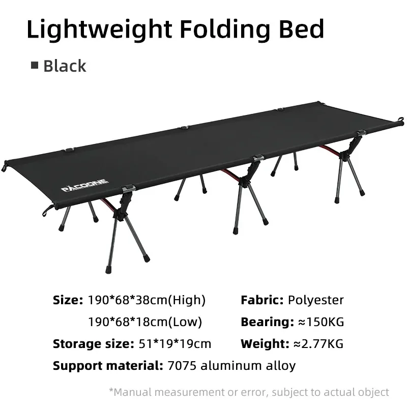 Lit de camping pliant PACCOON en aluminium 7075 tissu Oxford 420D portable léger idéal pour randonnée campingc