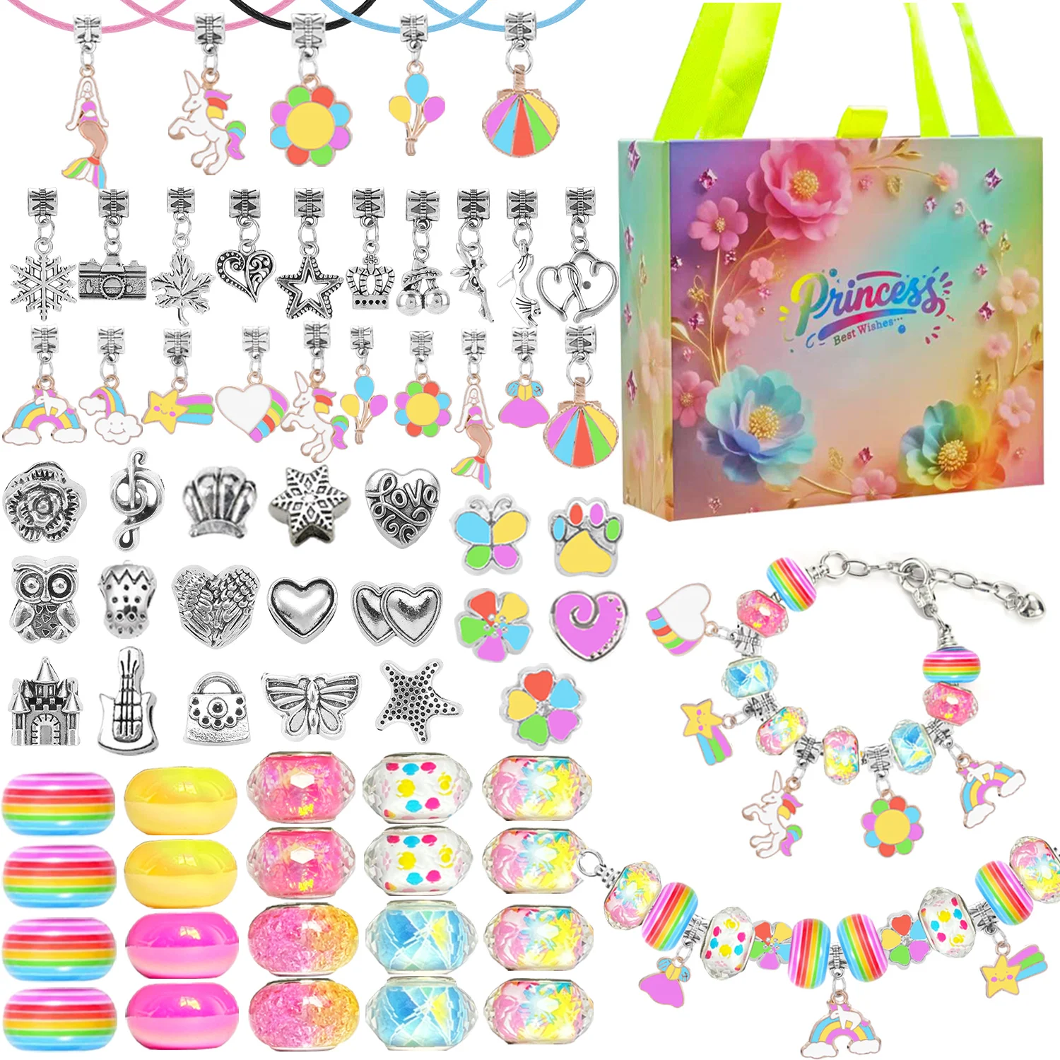 Coffret bijoux DIY pour enfants 67 pièces perles colorées styles variés idéal pour anniversaire Noël cadeau éd