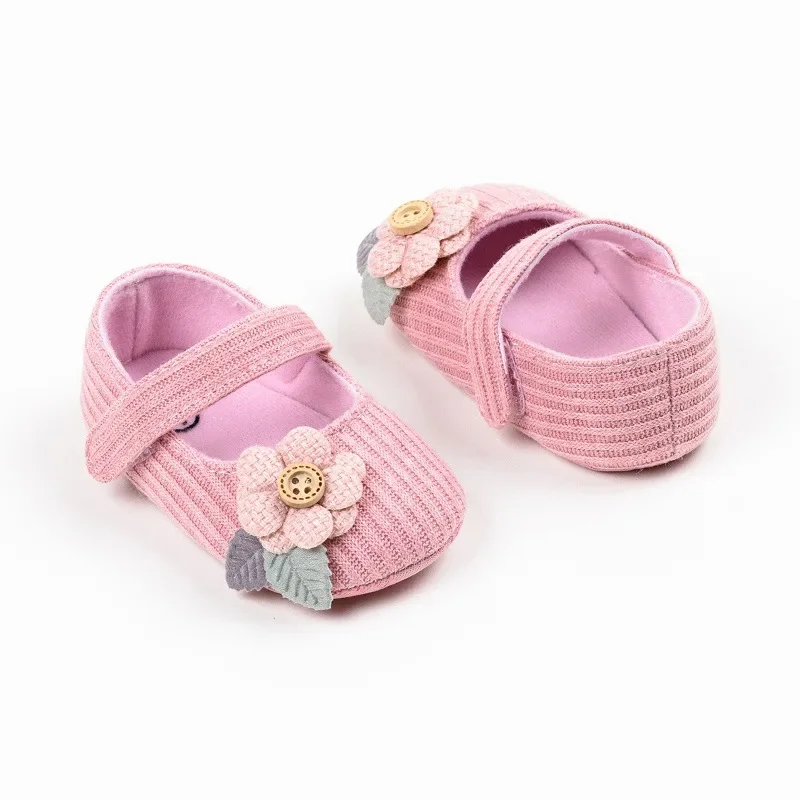 Chaussures bébé décontractées antidérapantes imprimées floral rose premiers pas chaussettes incluses 01 ans