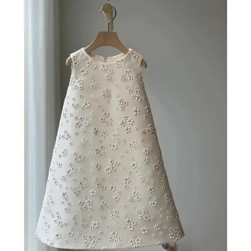 Robe demoiselle d'honneur pour enfants tenue princesse fêtes baptême mariage blanc 46 ans
