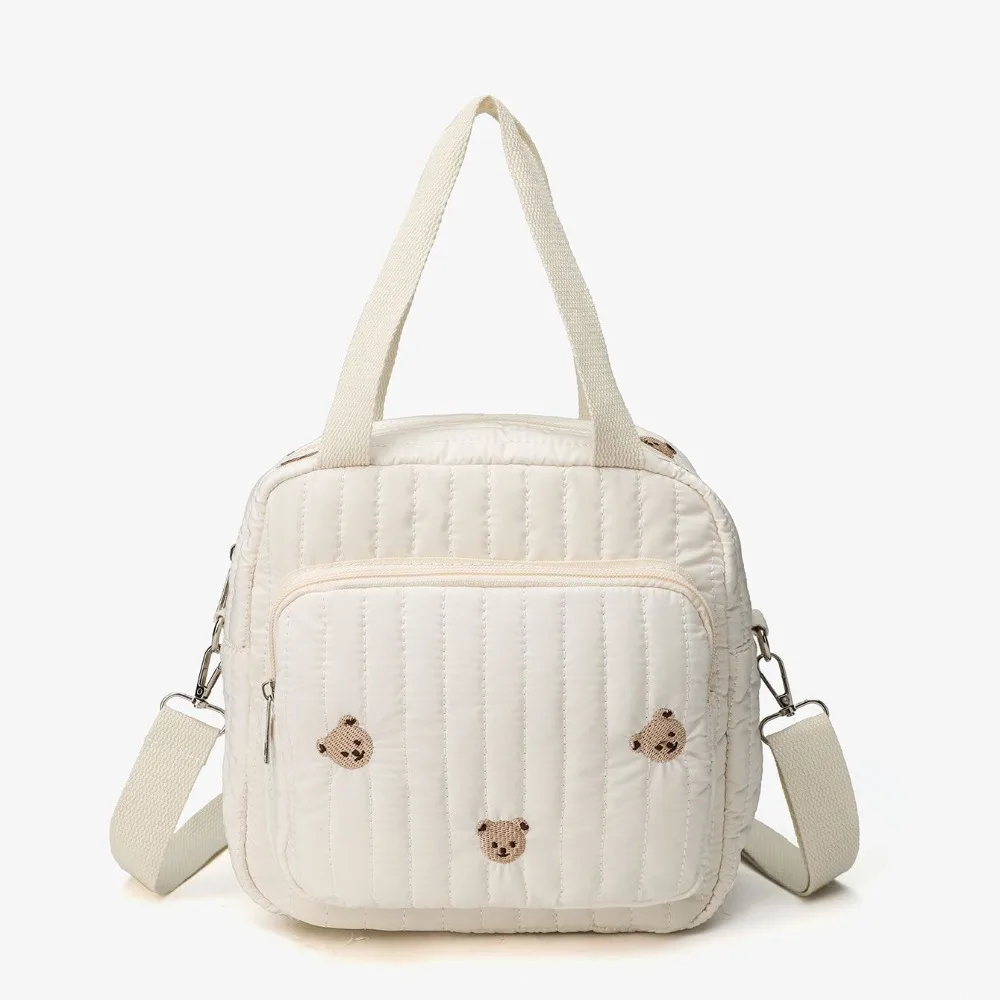 Sac à dos bébé multifonctionnel style ours mignon en tissu doux portefeuille maman compartiments organizateurs