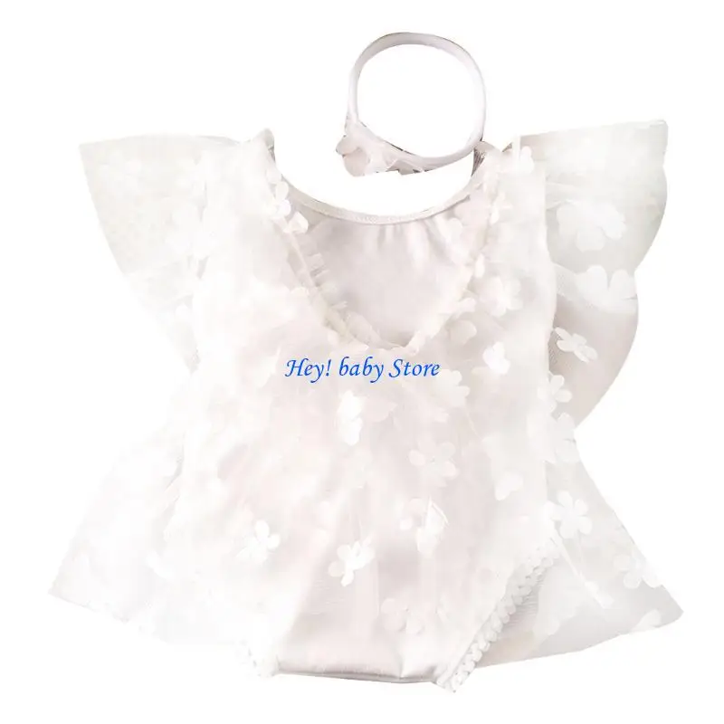Maillot de bain bébé fille floral manches volantées blanc 06 mois doux