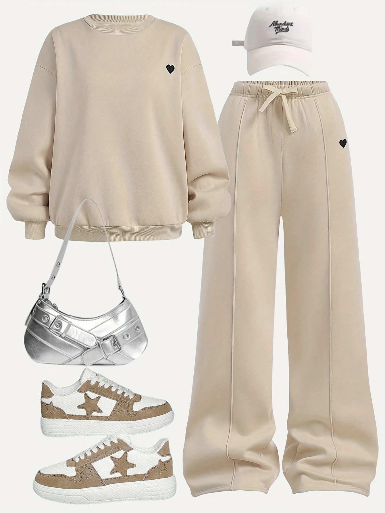 Ensemble Automne Fille Pull Col Rond Pantalon Large Sportswear Élégant Doux Matelassé Sécurité Comfort
