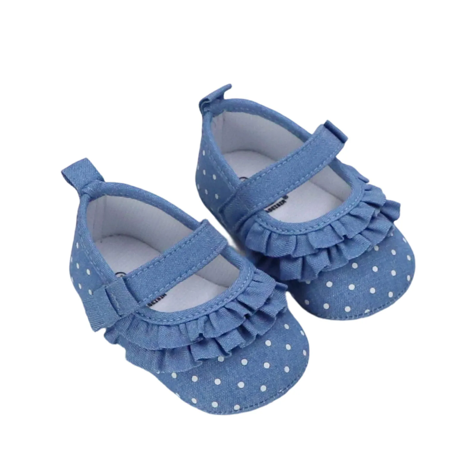 Chaussures bébé filles ballerines polka dots volant antiglisse doux confort 02 ans