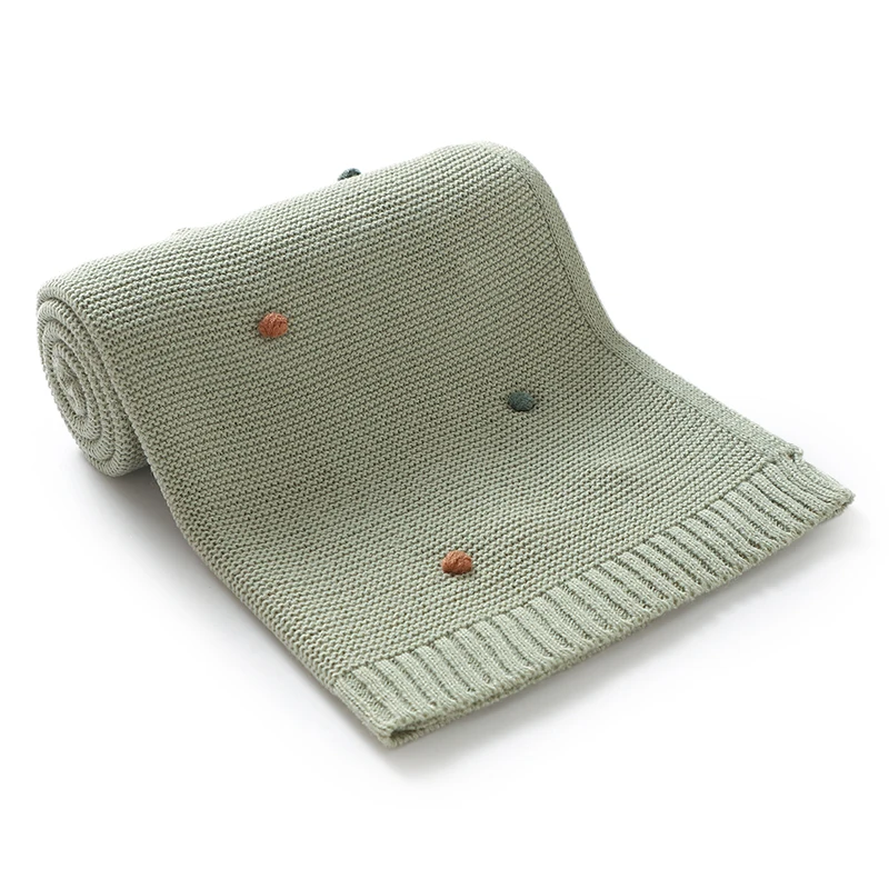 Couverture tricotée bébé Lange emmaillotage poussette 90x70cm Sac de couchage à pois colorés Literie nouveauné