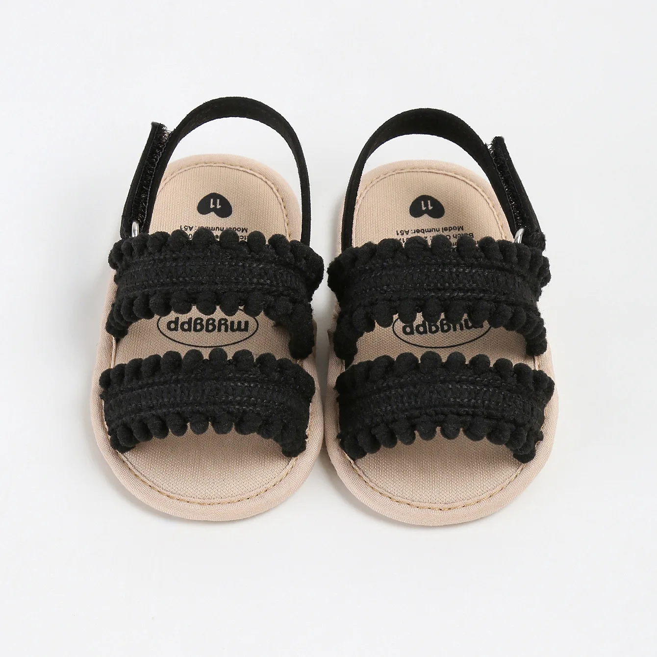 Sandales d'été pour bébés filles marques waddlebub pompons décoratifs semelle souple chaussures plates pour pr