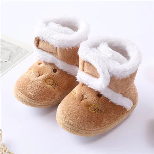 Chaussures bébé fille garçon premiers marcheurs hiver chaude mignon animal motif fourrure synthétique doux 09 