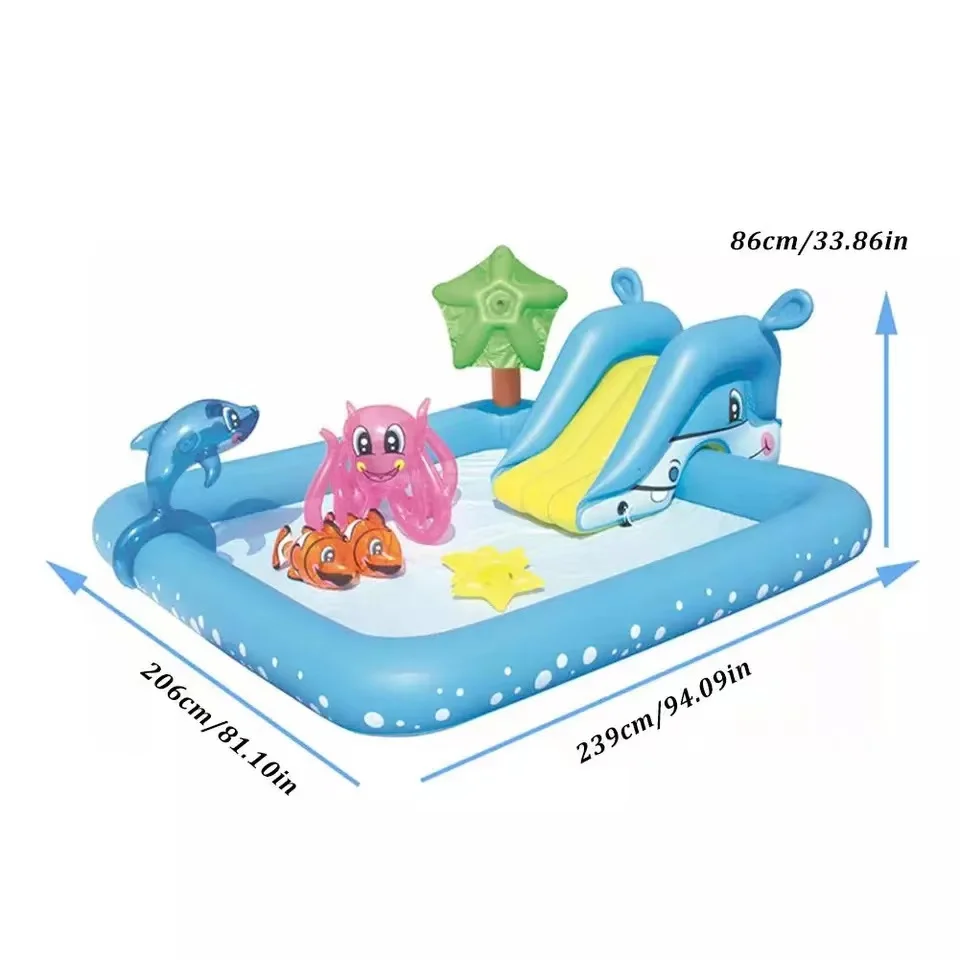 Piscine gonflable pour enfants jeu aquatique extérieur toboggan intégré