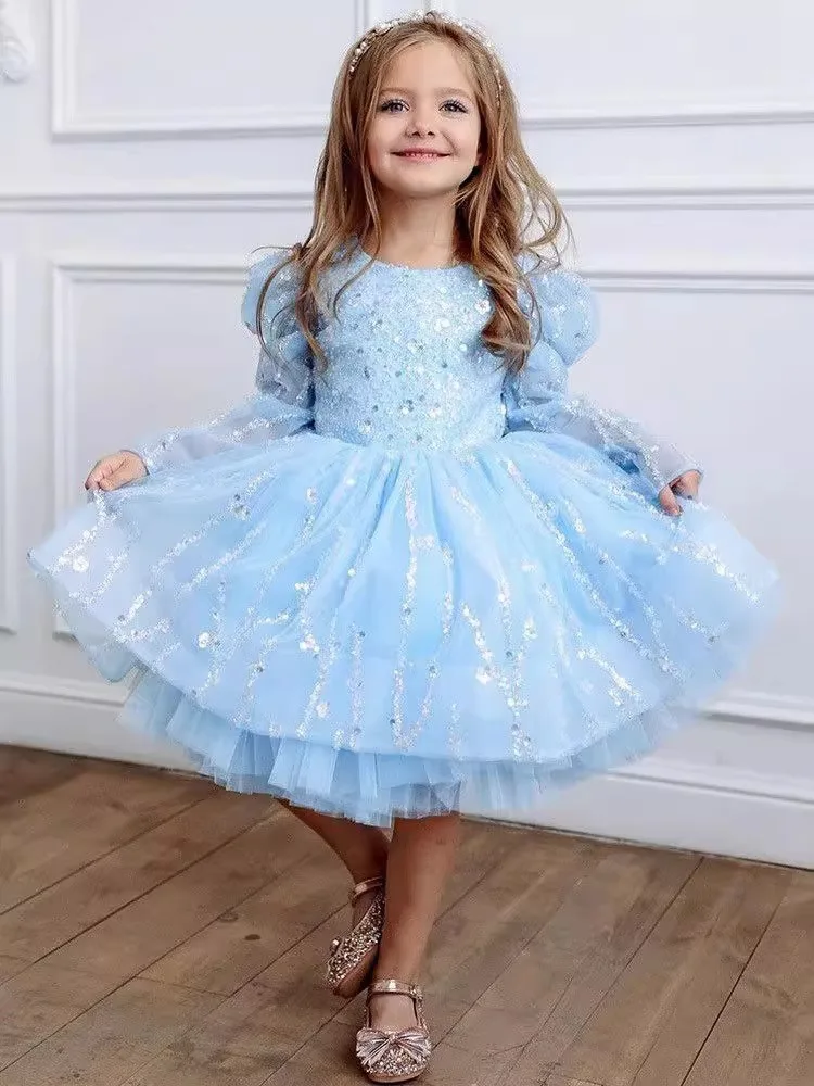 Robe de princesse en tulle pailleté pour filles occasion spéciale anniversaire spectacle style romantique qual