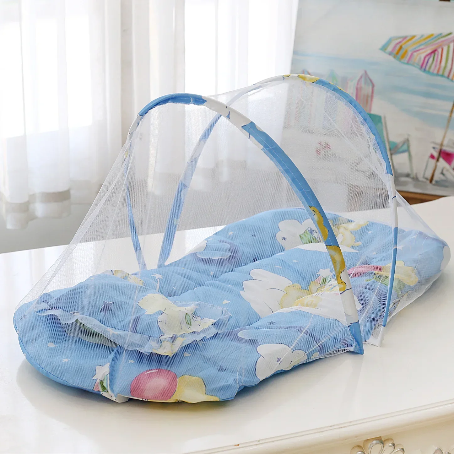 Moustiquaire Portable Pliable pour Lit de Bébé Filet AntiInsectes en Polyester Matelas en Coton Design Moderne