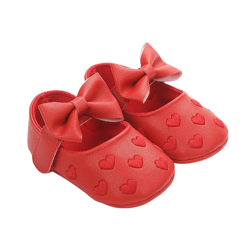 Chaussures bébé ballerines rouge cœur 024 mois premier marcheur confortable doux simili cuir garçon fille cade