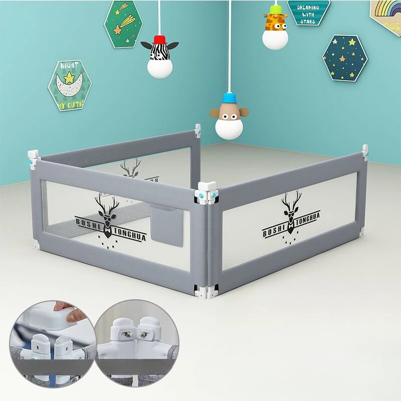 Barrière de lit de bébé adjustable antichute rail de sécurité pour lit parc 03 ans 1.51.8m en tissu universel