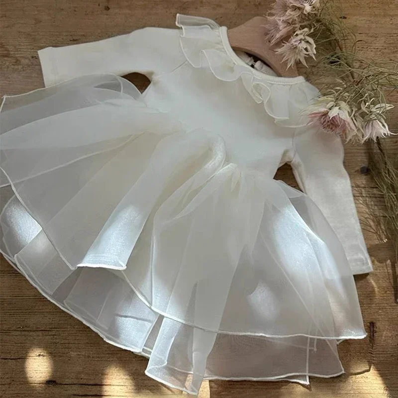 Robe de baptême pour bébé fille princesse fête d'anniversaire nouveauné printemps automne blanc élégance douce