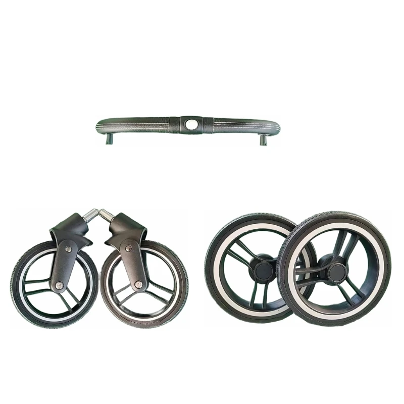 Ensemble roues poussette bébé roues orientables 360° guidon en plastique kit complet pour poussette bébé 12 an