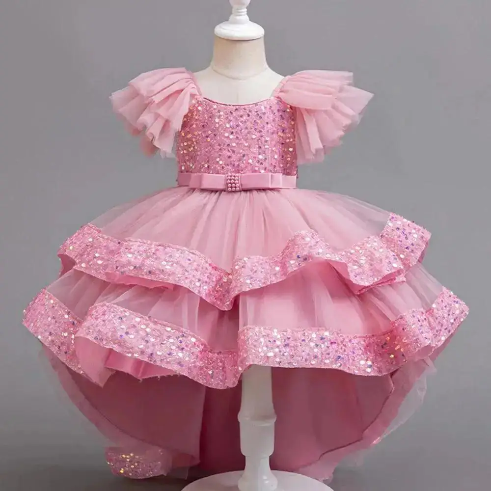 Robe de bal pour fille en tulle longue pailletée style élégant robe de fête occasion spéciale filles 46 ans Zh