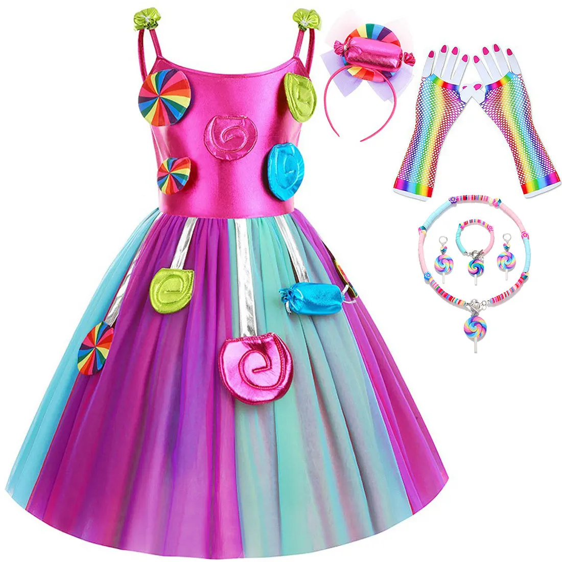 Robe sucette féerique pour filles tenue fantaisie festival pourim