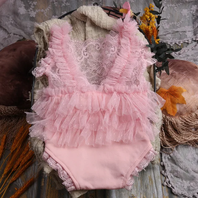 Costume de bain bébé fille à bretelles robe de bain en tulle style romantique doux rose pâle matières douces t