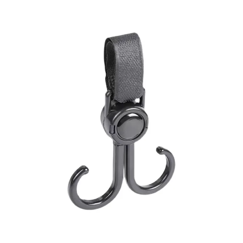 Organisateur de chariot de courses à crochet de poussette multifonctionnel en métal et nylon noir brillant