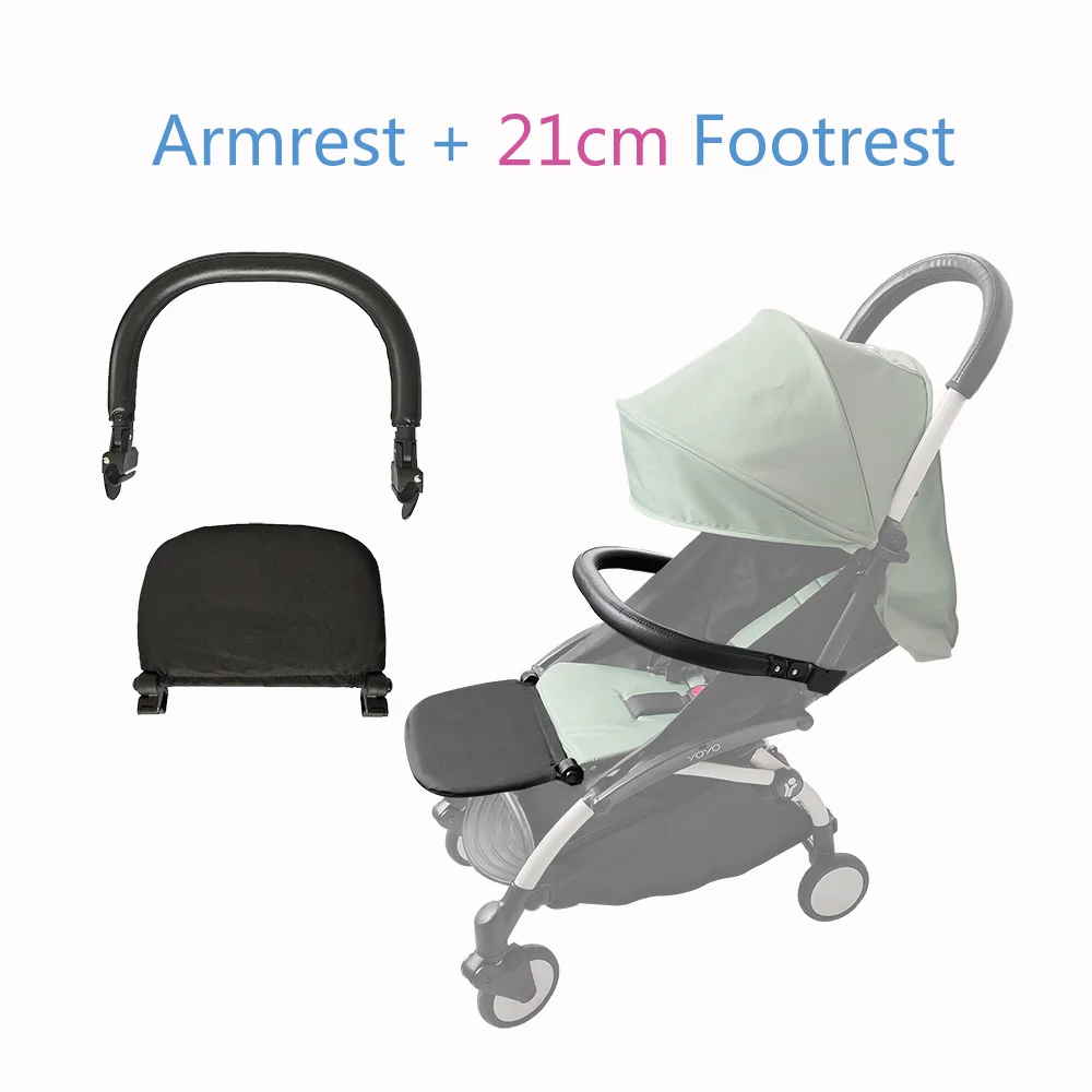 Accessoire poussette Babyzen Yoyo reposepieds 21 cm accoudoir ajustable plastique et acier inoxydable noir des
