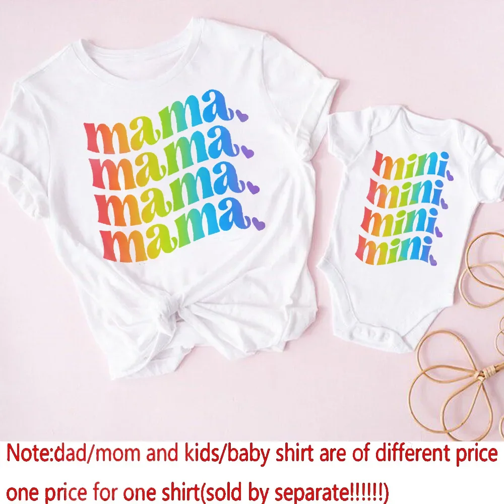 Tshirt maman et body bébé imprimé famille mama mini coloré été tenue mère fille mode décontractée écoresponsab