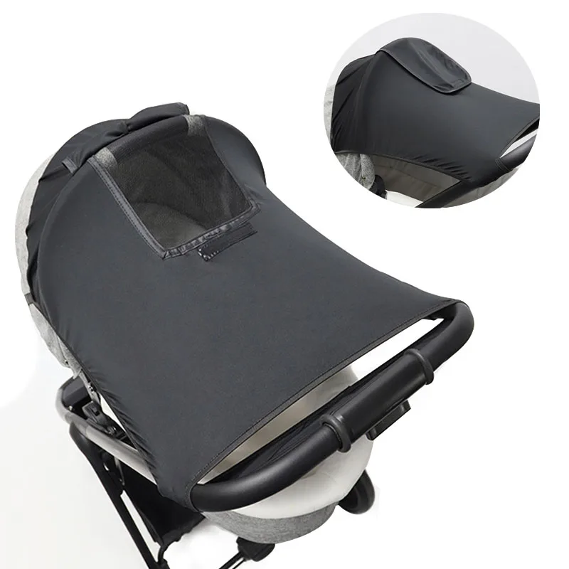 Couverture auvent universelle pour poussette protection UV imperméable mesh ventilation fixation velcro noir g