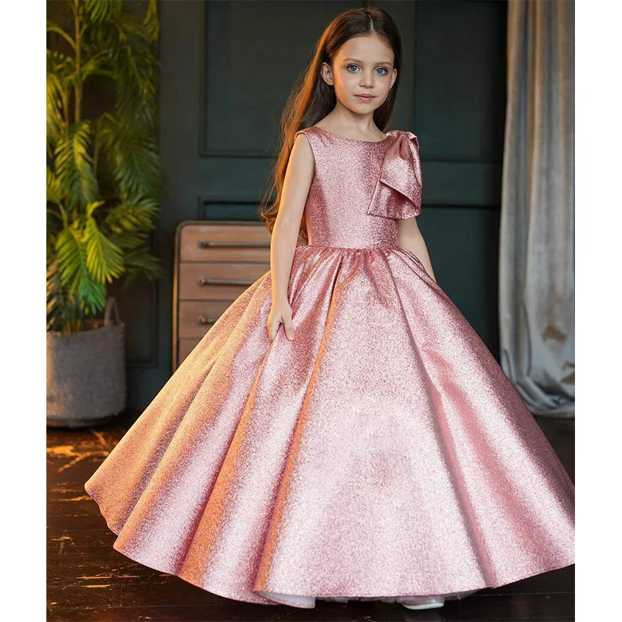 Robe formelle princesse pour filles Robe de spectacle piano Robe d'anniversaire longueur genou en coton polyes