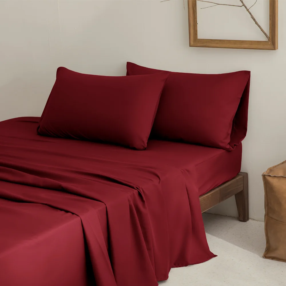 Parure de lit 4 pièces en microfibre brossée – Drap-housse et taies d'oreiller pour l'exportation UE/US. Sous-