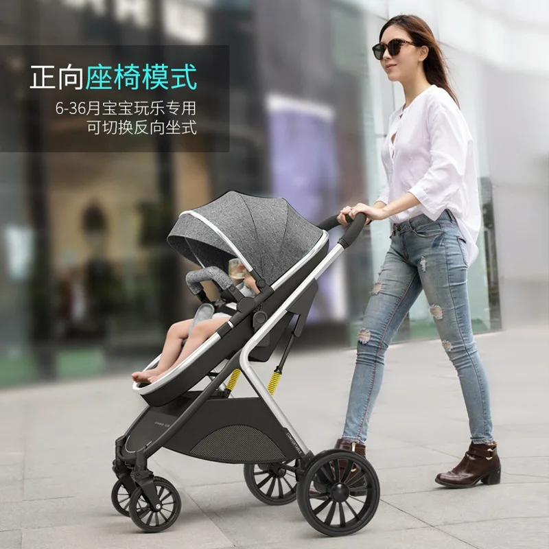 Poussette bébé inclinable pliable haute paysage absorbant les chocs bidirectionnelle pour nouveauné 03 ans pou