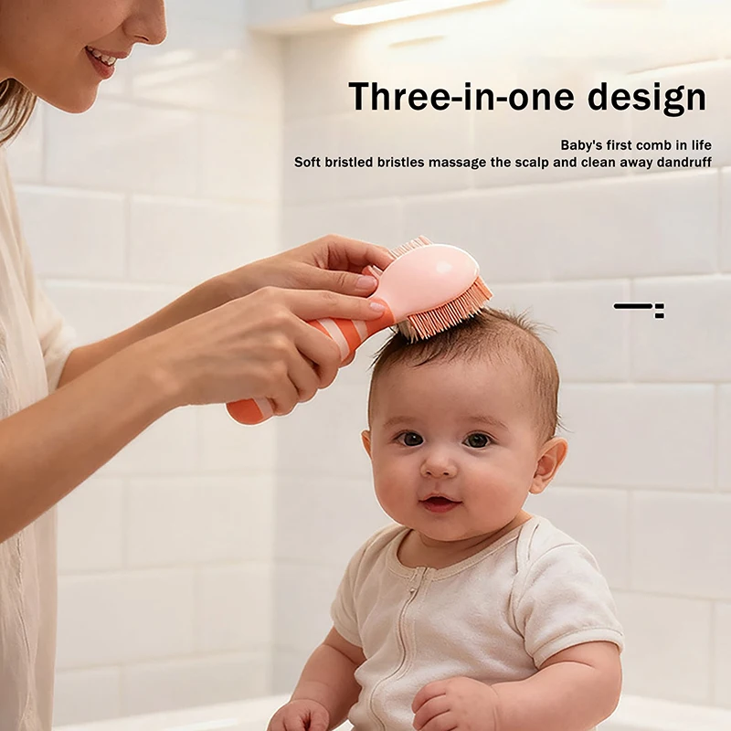 Ensemble de soins cheveux bébé 3 en 1 brosse antirayures peigne nourrissons masseur tête pratique sécurité acc