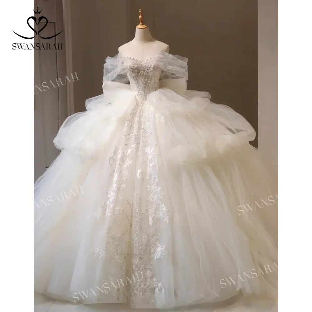 Robe de mariée Swan Sarah princesse tulle et dentelle traîne style romantique robe de bal élégante mariage cér