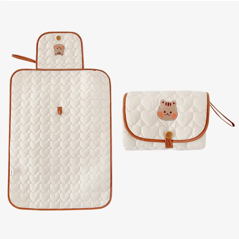 Matelas à langer portable et pliable bébé tapis de change imperméable design mignon ours couche de voyage lava