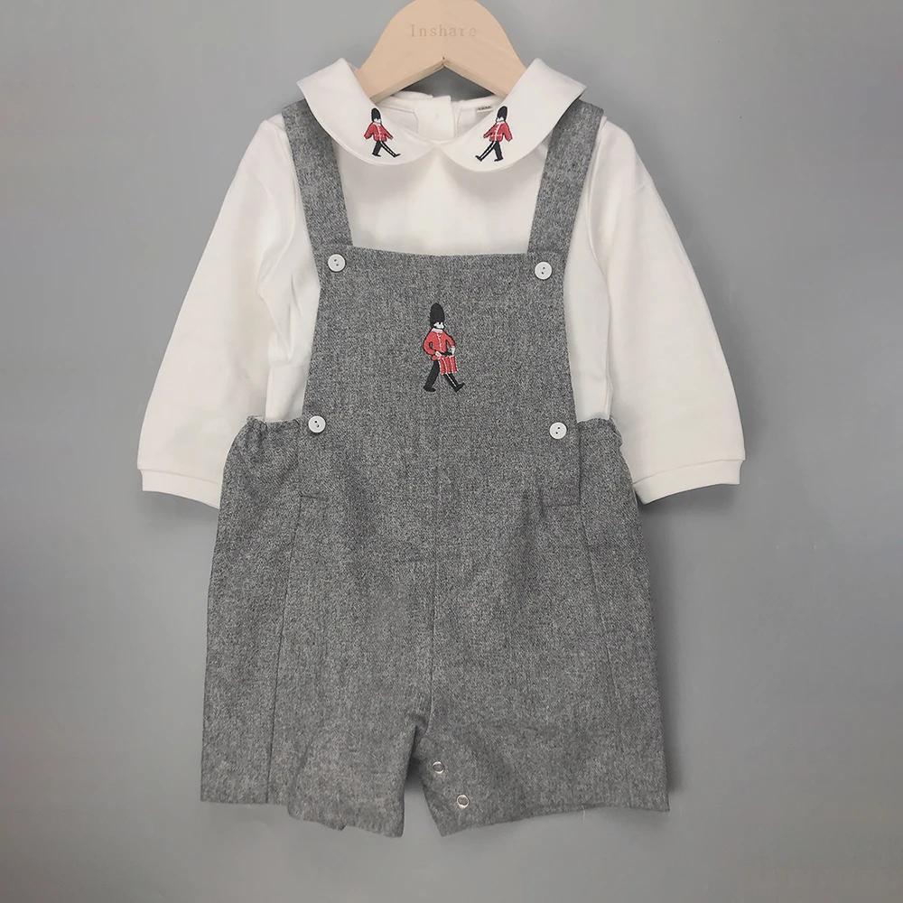 Ensemble 2 pièces bébé garçon soldat en coton laine style britannique costume d'extérieur 13 ans