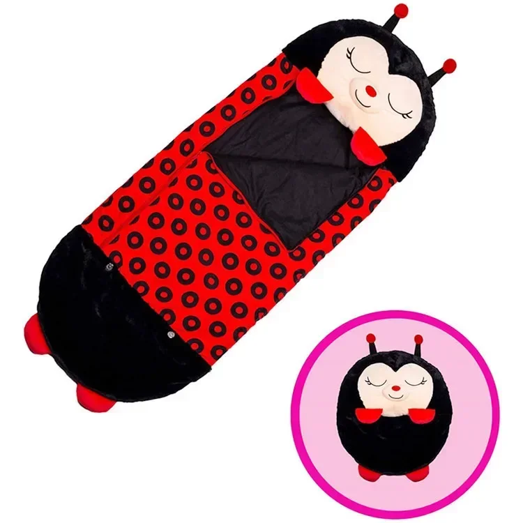 Sac de couchage ladybug enfant doux pelucheusage camping pyjama soirée dortoir sac de nuit confortable enfants