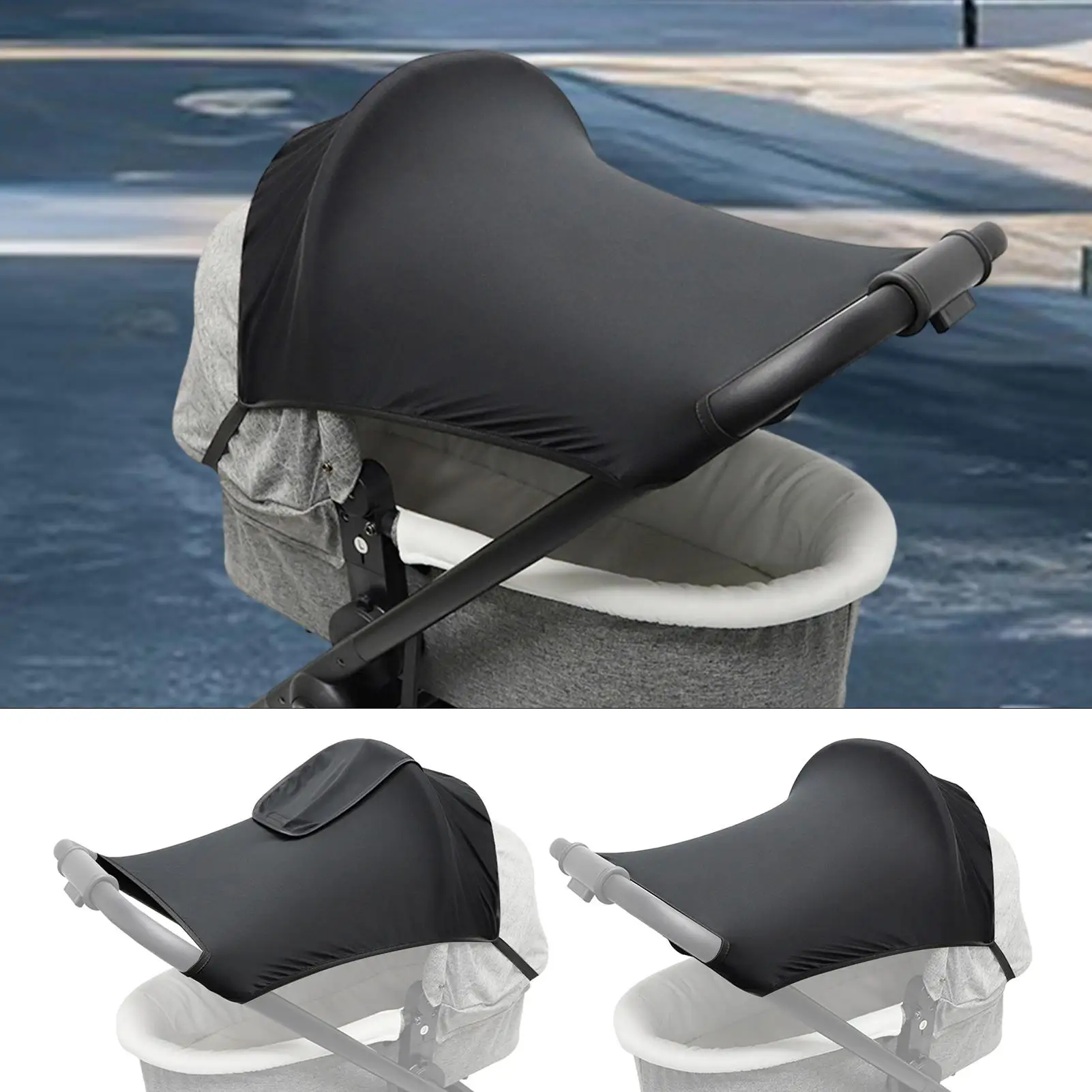 Paresoleil bébé universel en coton noir protection UV accessoire poussette style intemporel confort bébé usage
