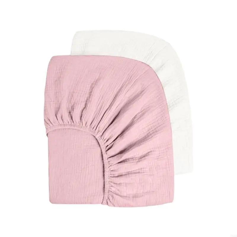 2pcs Pillowcase doux pour bébé 100% coton élastique sur les bords design moderne rose clair et blanc housses d