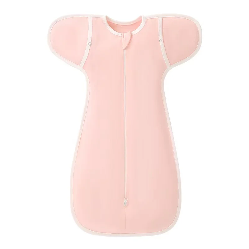 Couverture de sommeil bébéปลอด nouveauné doux emmaillotage en coton imprimé animaux col rose pâle fermeture éc