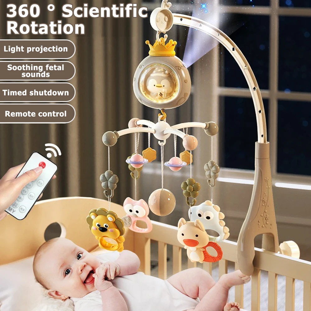 Mobile Berceau Bébé Projecteur Lumineux Jouet Rotatif Musical Télécommandé Électronique Berceuse Apaisante Éve