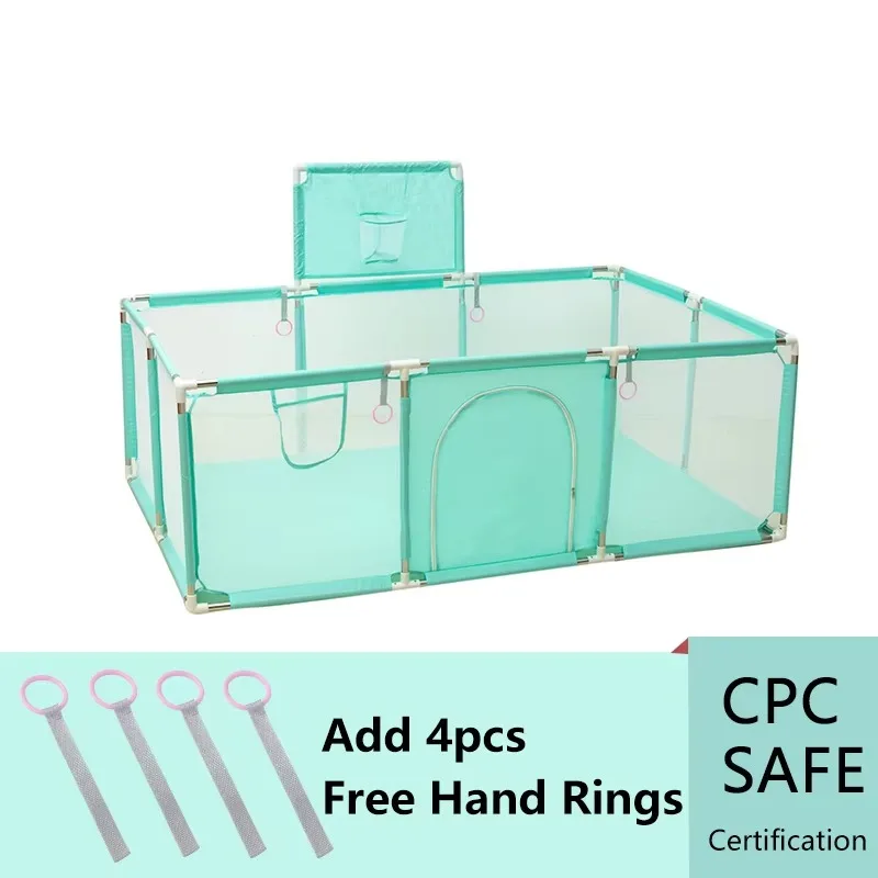 Parc de sécurité transparent en polyester pour bébé playpen intérieur avec porte et anneaux de fixation design