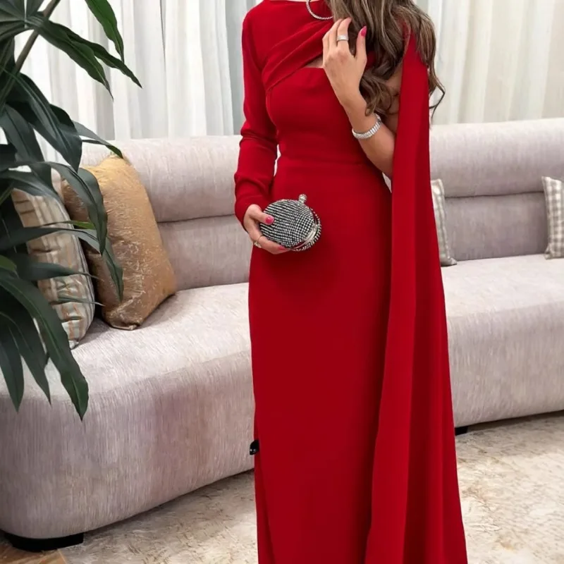 Robe formelle élégante pour femmes robe de bal asymétrique épaule dénudée longue ruban robes de soirée robe de