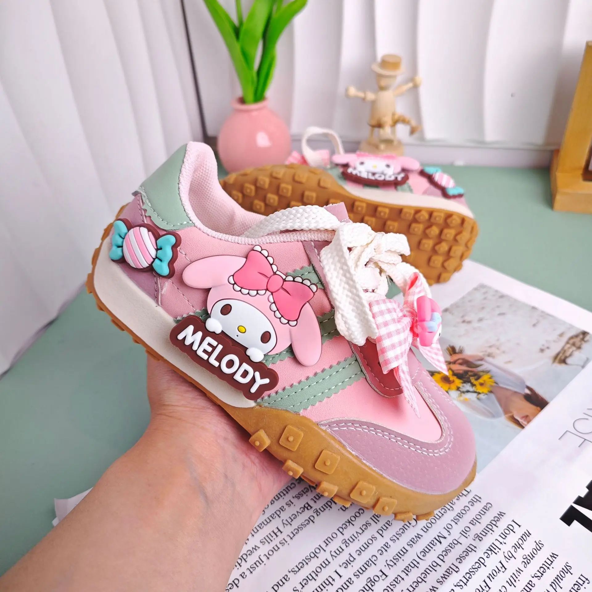 Chaussures décontractées My Melody pour enfants en cuir doux