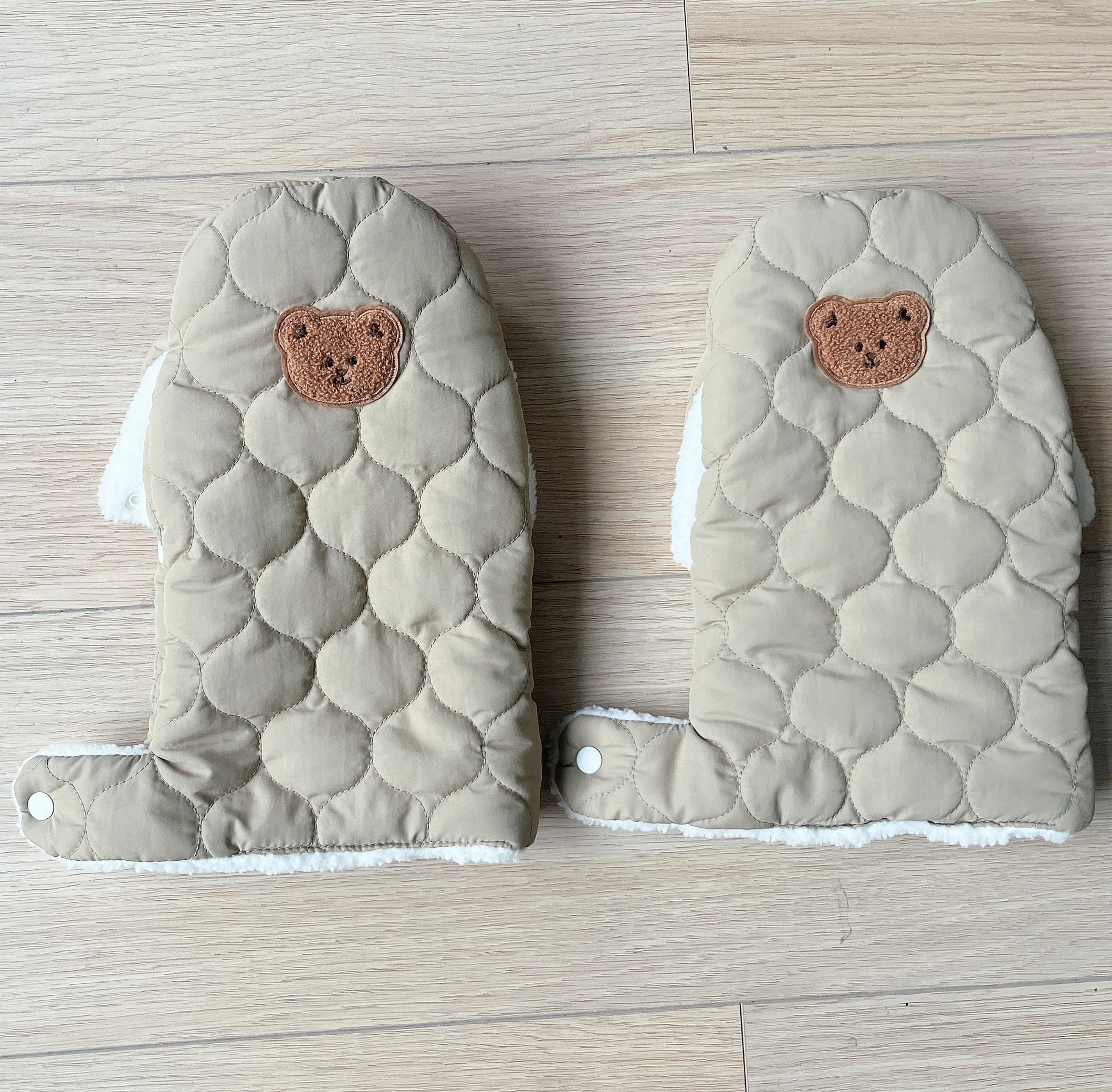 Gants chauds pour poussette bébé logo ours imperméables coupevent poche velours hiver enfants adultes design l