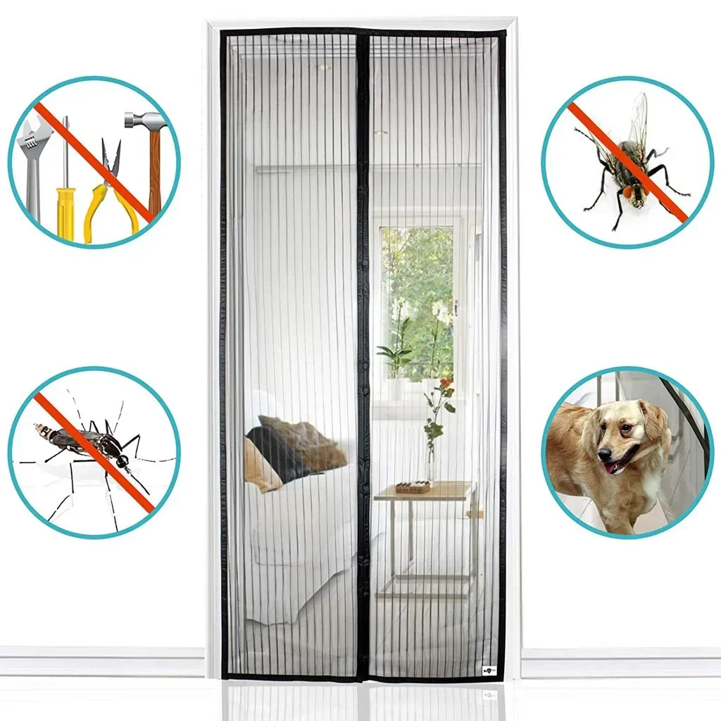 Rideau antiinsectes magnétique filet de porte antidouche moustiquaire extensible protection antimoustiques des