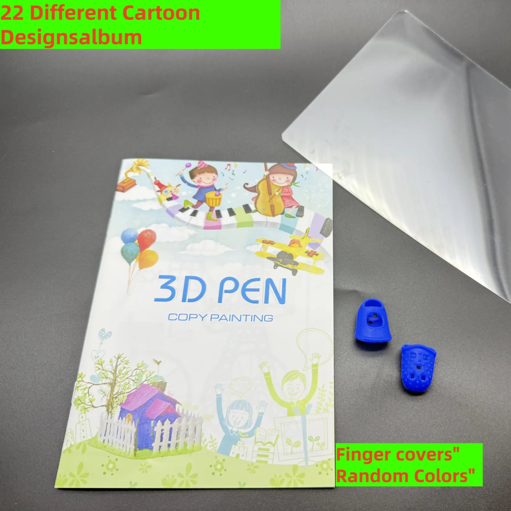 Stylo 3D créatif pour enfants livret de模èles transparents couvredoigts en plastique outil artistique sécuritai