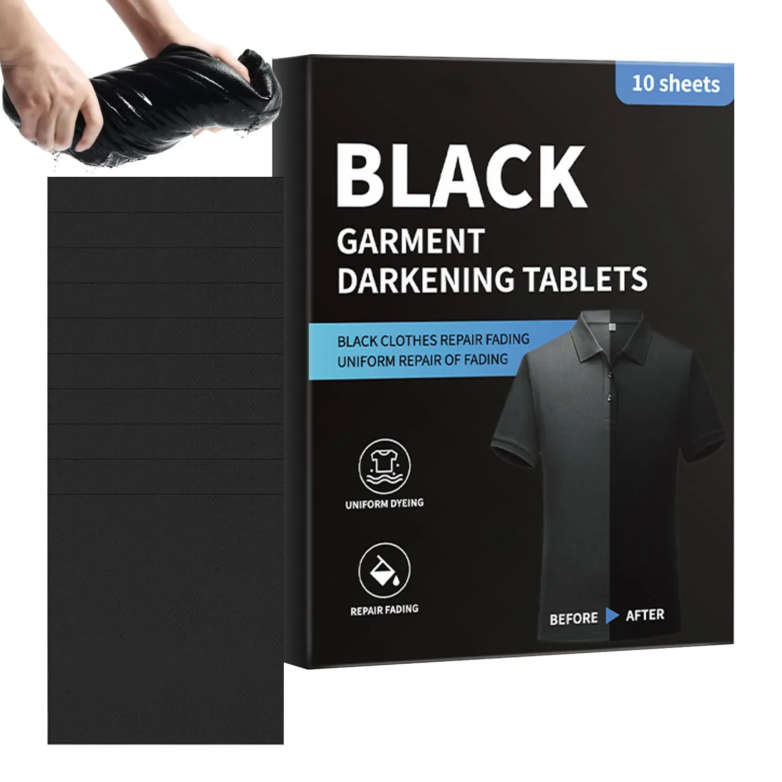 Tablettes noircissement vêtements noir uniforme intensité couleur