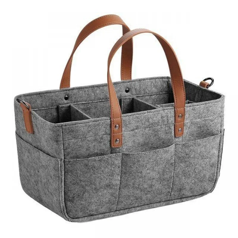 Panier de rangement en feutre pour bébé caddy à langer sac à couches portemouche compartiments internes design